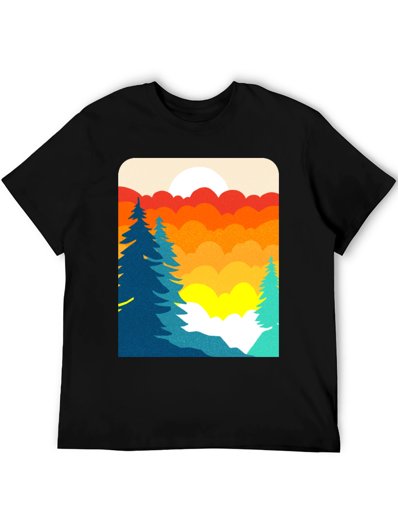 Retro Sunset Graphic T-Shirt - Nature Scene Tee
