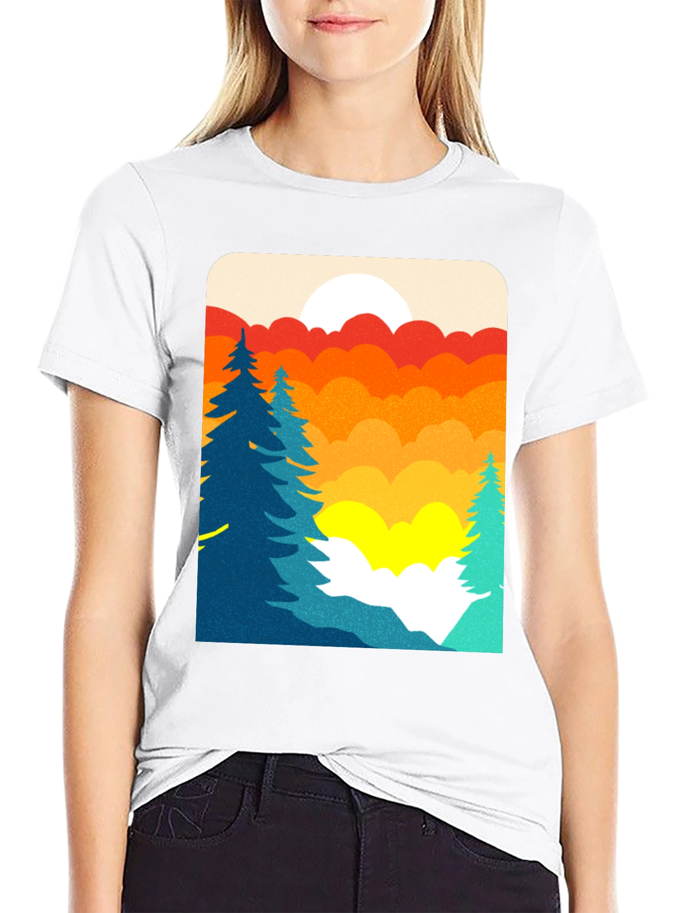 Retro Sunset Graphic T-Shirt - Nature Scene Tee