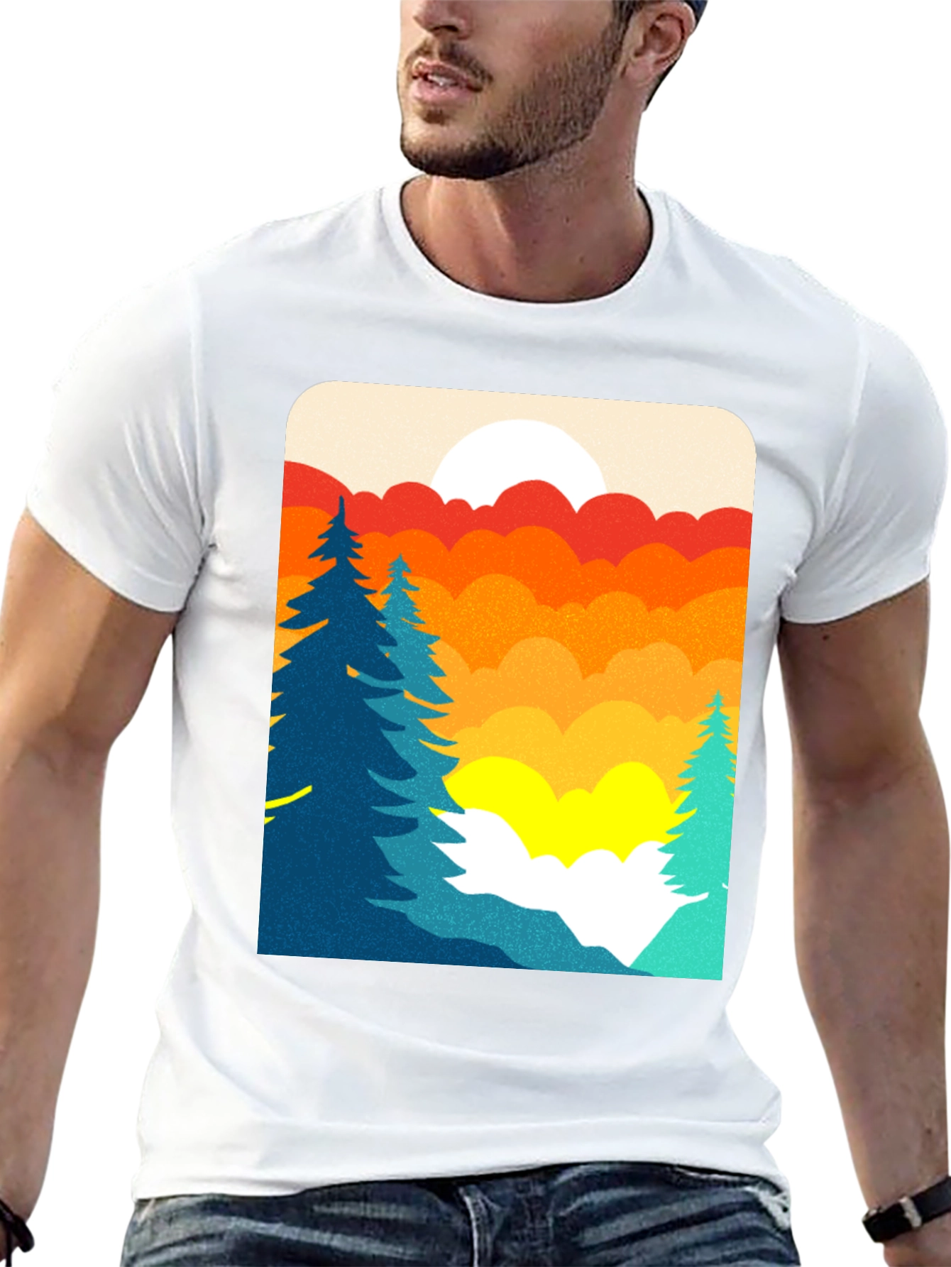 Retro Sunset Graphic T-Shirt - Nature Scene Tee