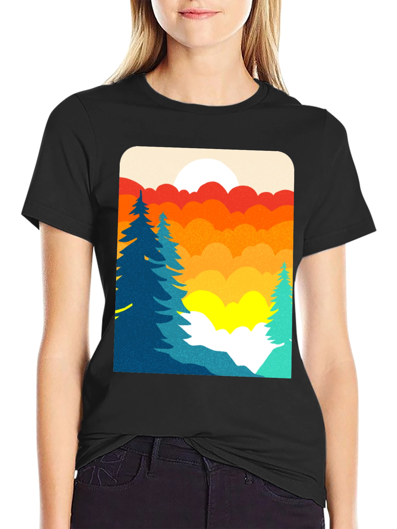 Retro Sunset Graphic T-Shirt - Nature Scene Tee