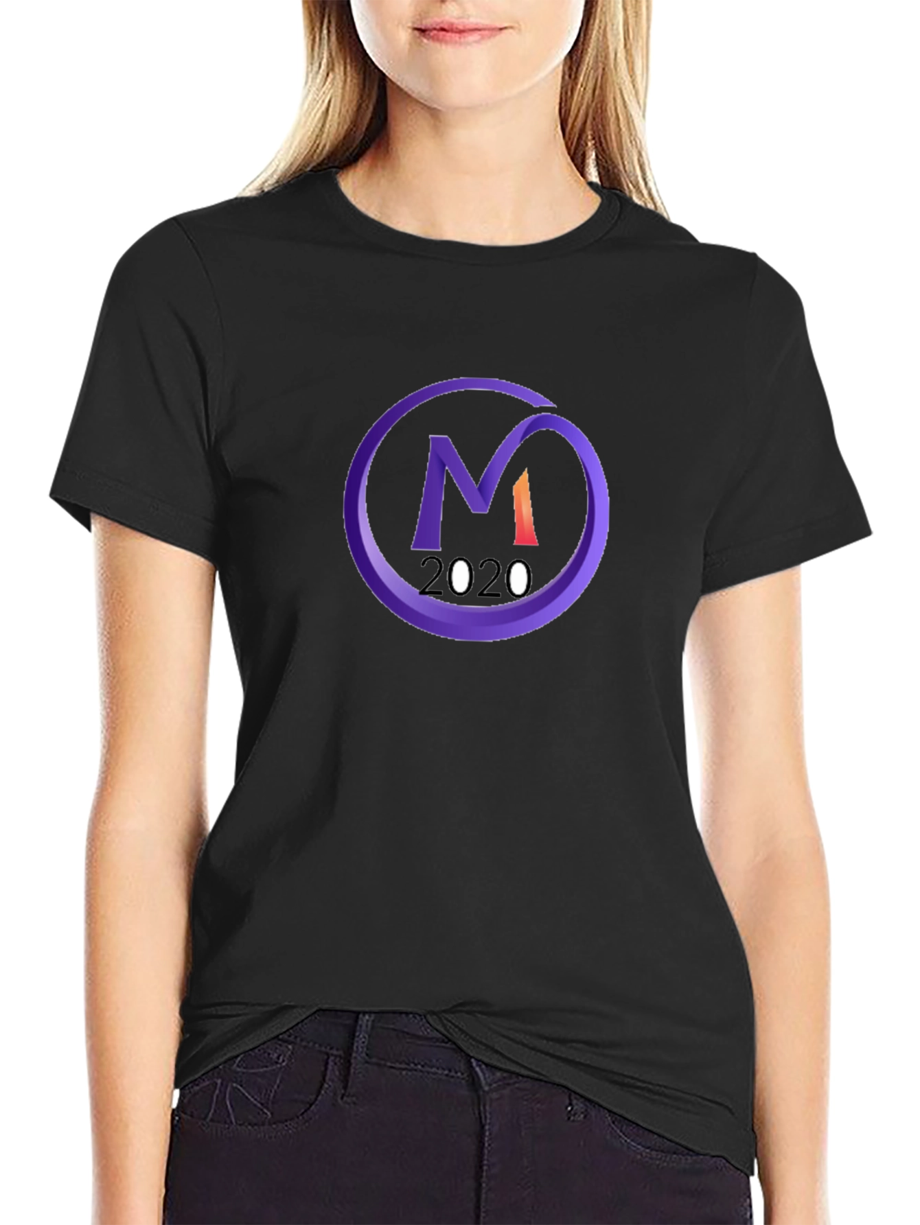 Black T-Shirt with Purple M 2020 Logo