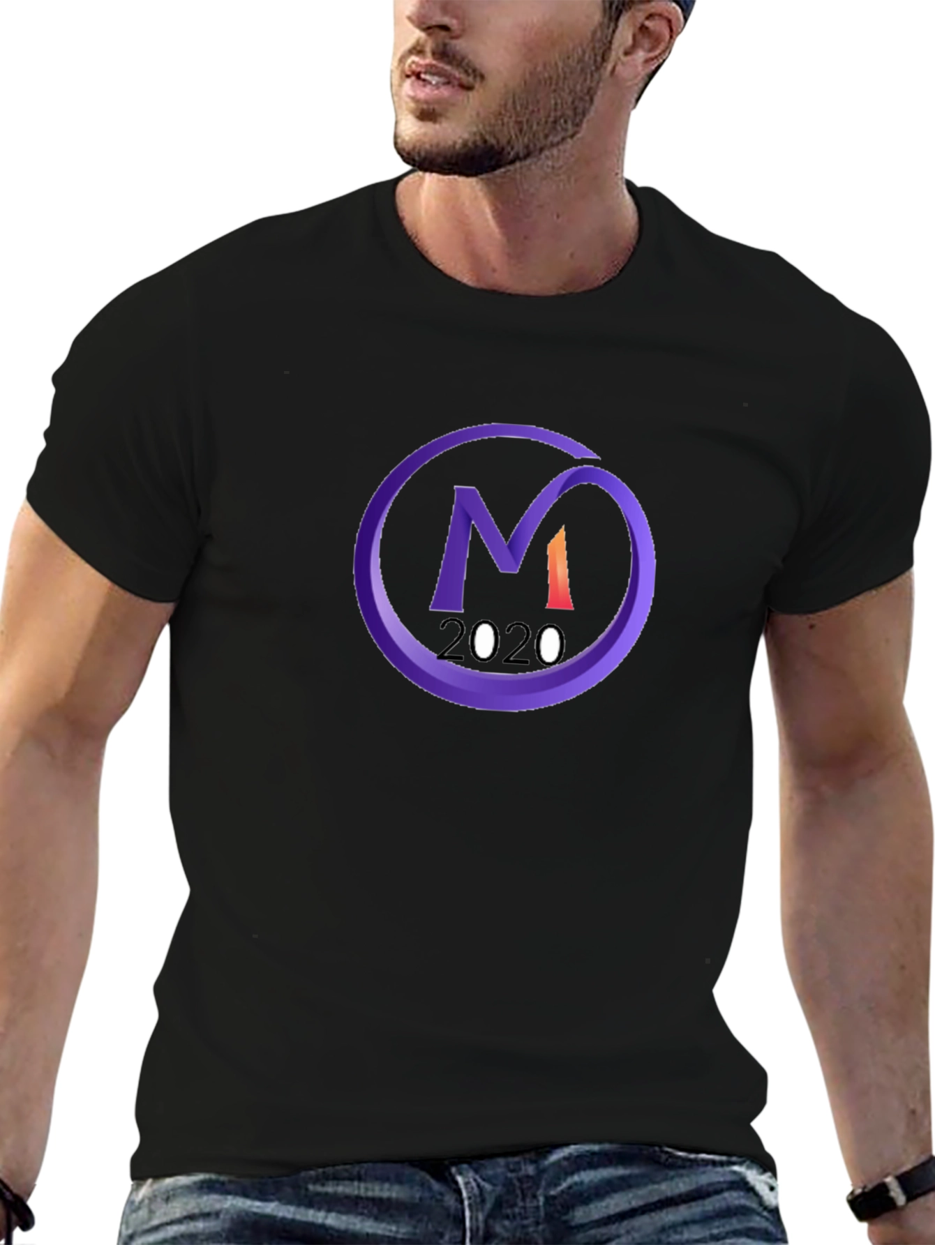 Black T-Shirt with Purple M 2020 Logo