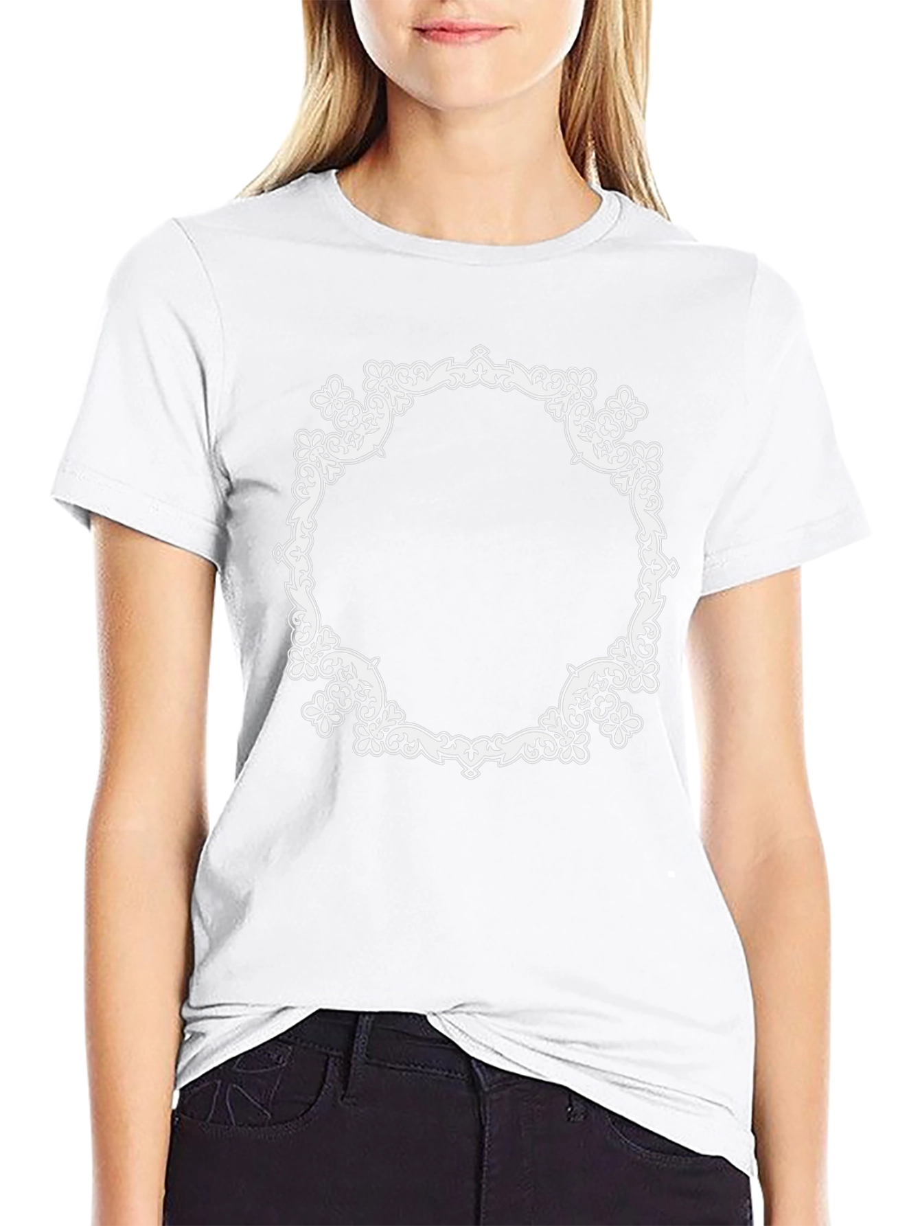 Elegant Scrollwork Frame Black T-Shirt