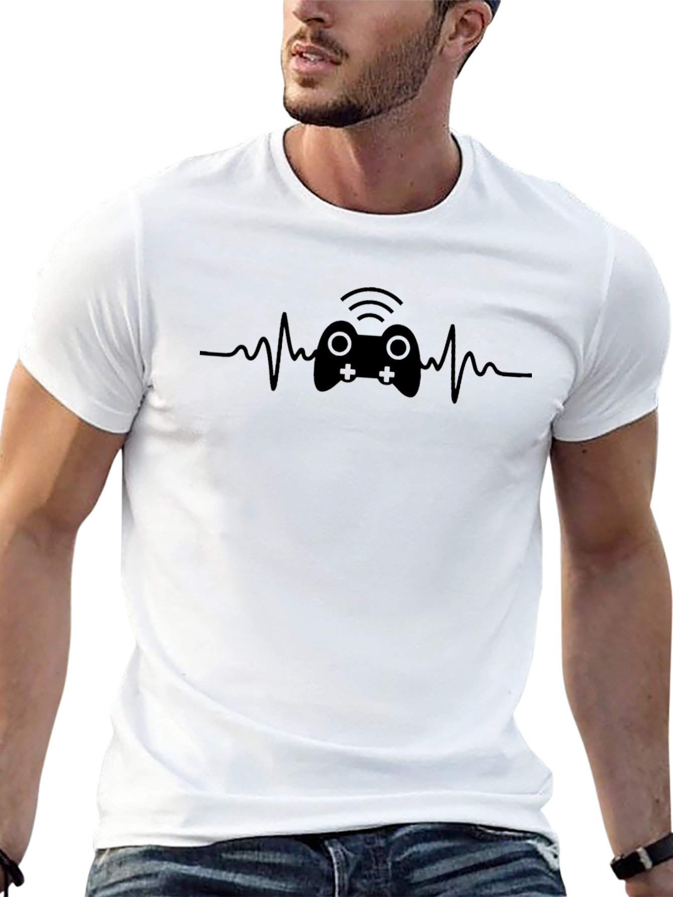 Gamer Heartbeat Graphic Tee - Black Cotton T-Shirt