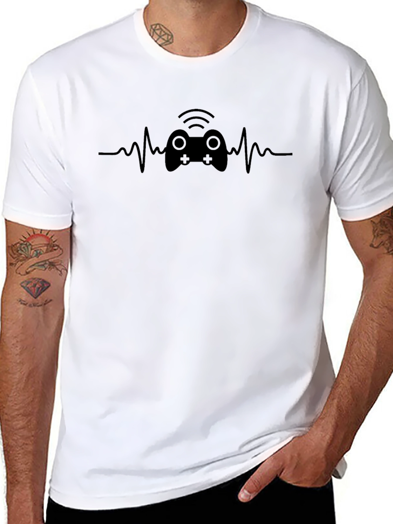 Gamer Heartbeat Graphic Tee - Black Cotton T-Shirt