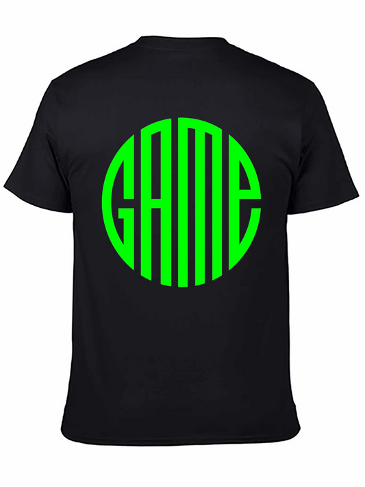 Stylish Black T-Shirt with Green GAME Circle Design