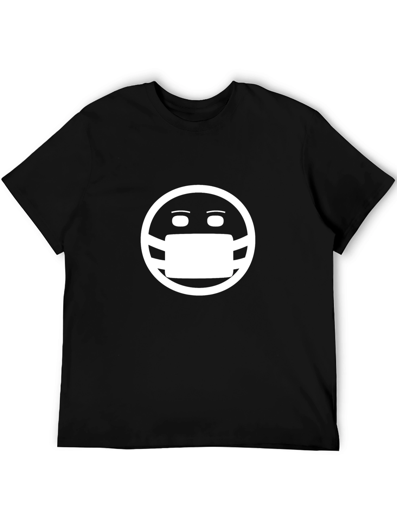 Masked Smiley Face Graphic T-Shirt - Black