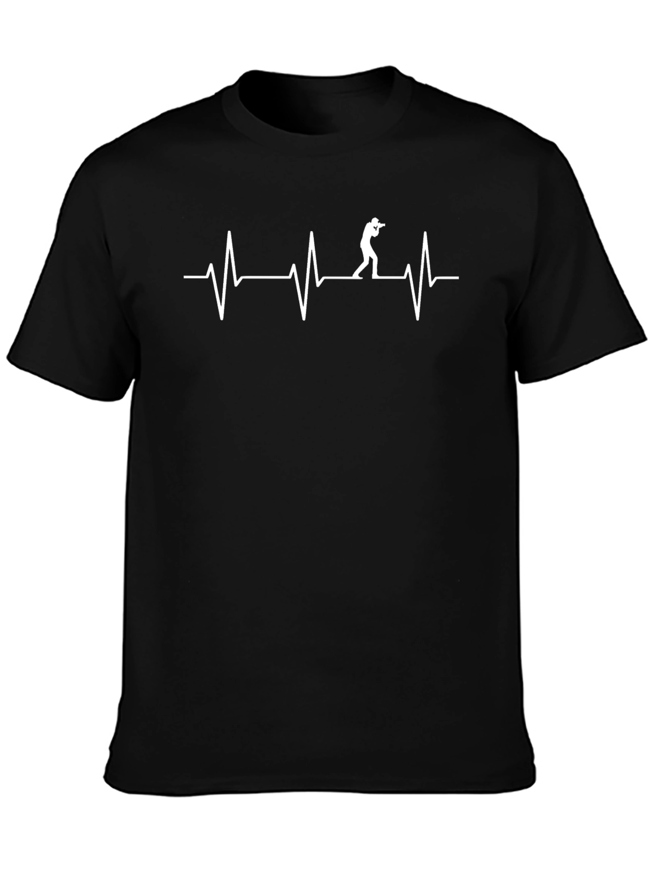 Photographer Heartbeat Graphic Tee - Black Cotton Shirt