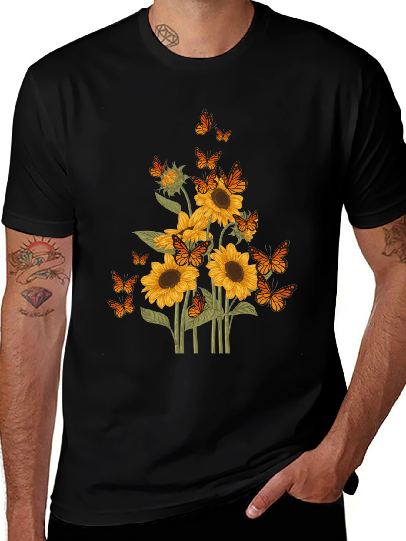 Sunflower Butterfly Graphic Tee