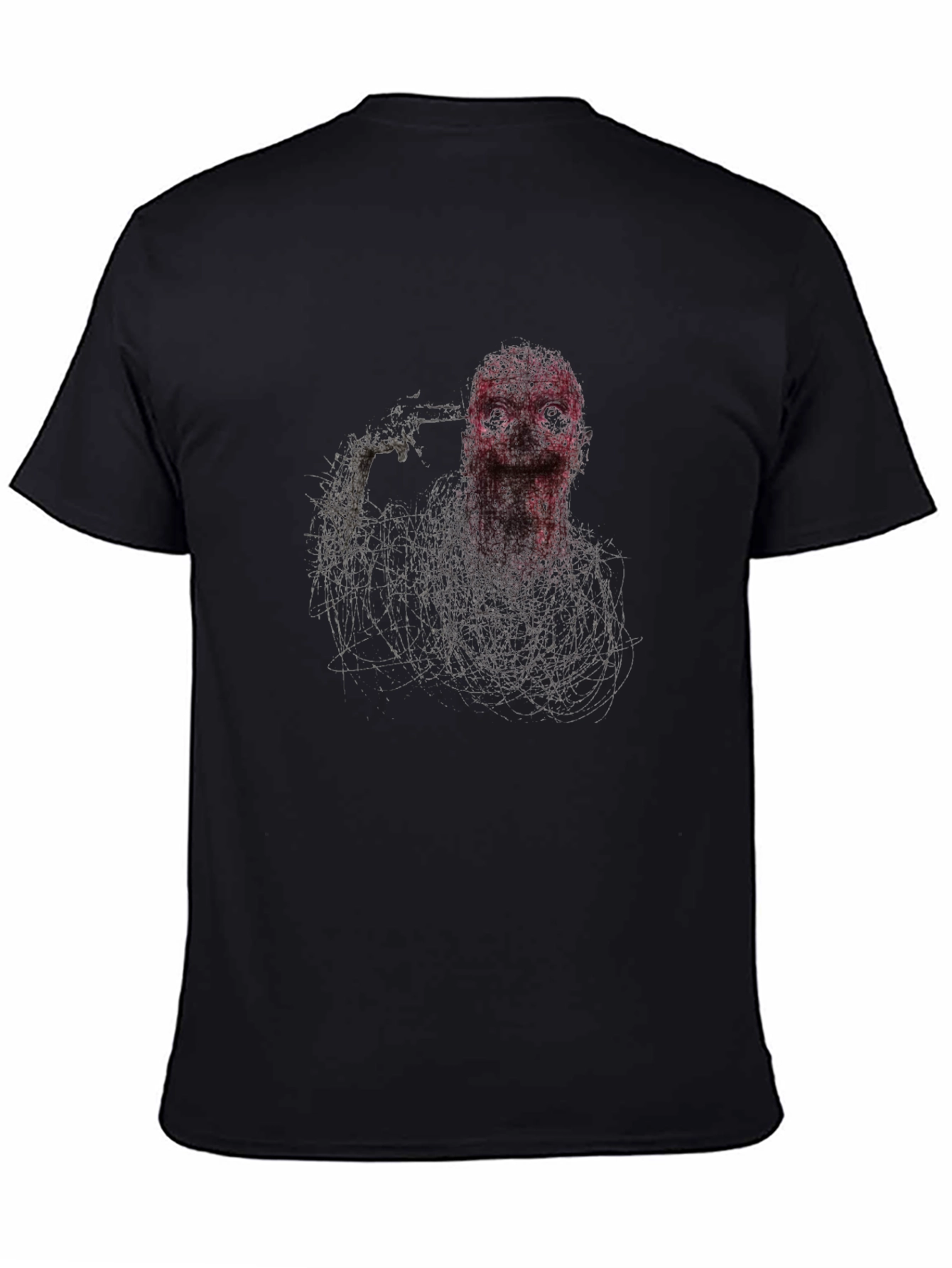 Edgy Graphic Suicide Tee - Black Cotton Blend