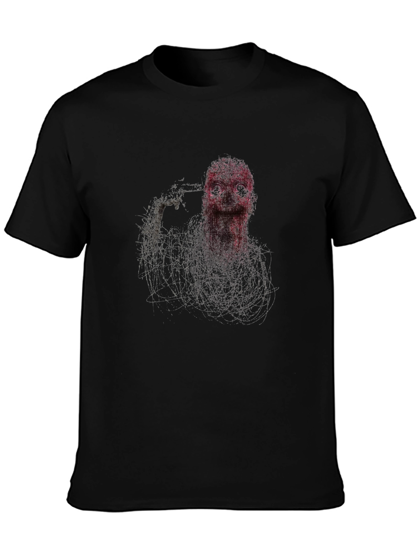 Edgy Graphic Suicide Tee - Black Cotton Blend