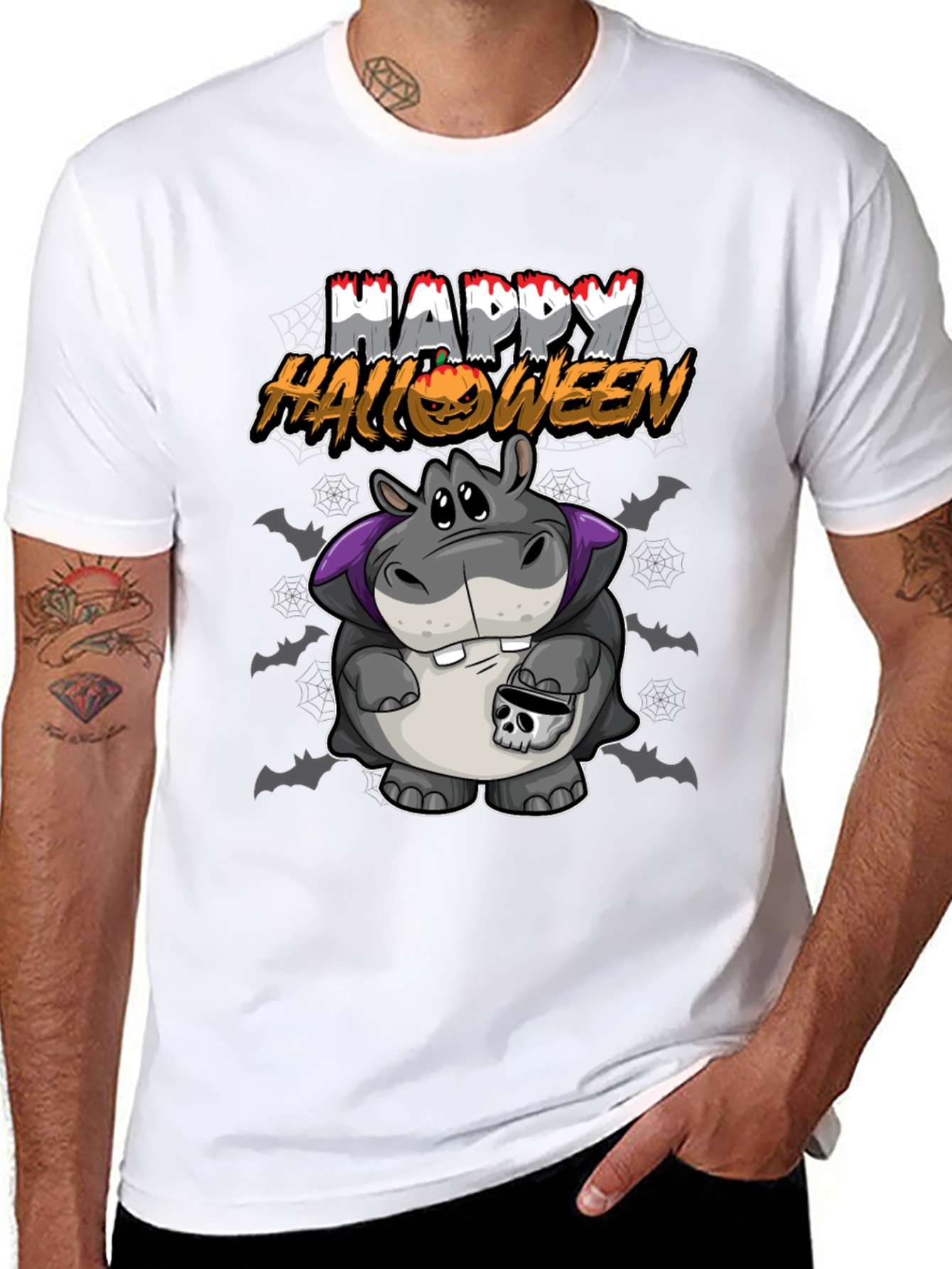 Happy Halloween Hippo Graphic T-Shirt