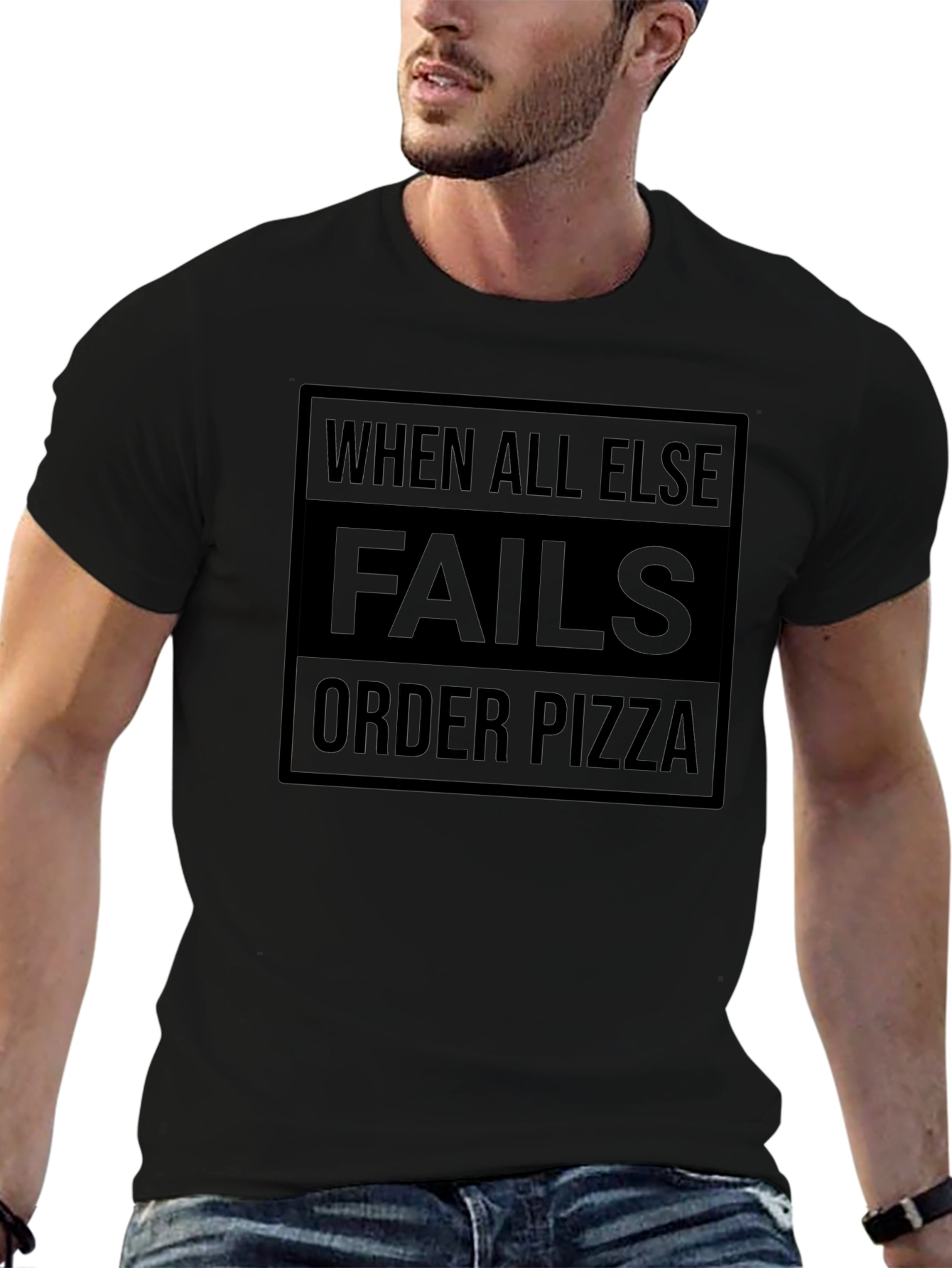 When All Else Fails Order Pizza Black T-Shirt