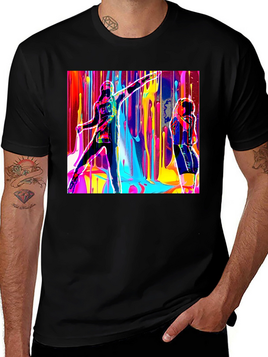 Abstract Art Drip Design Black T-Shirt