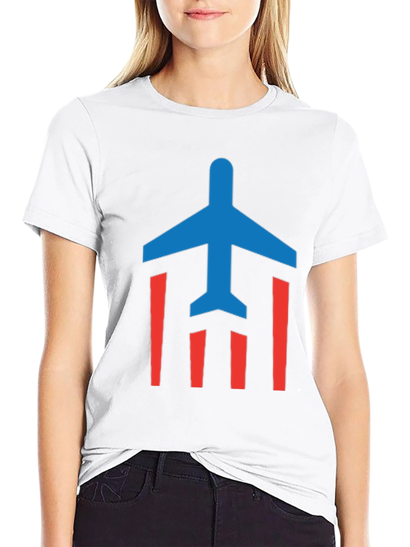 Airplane Graphic T-Shirt - Patriotic Design
