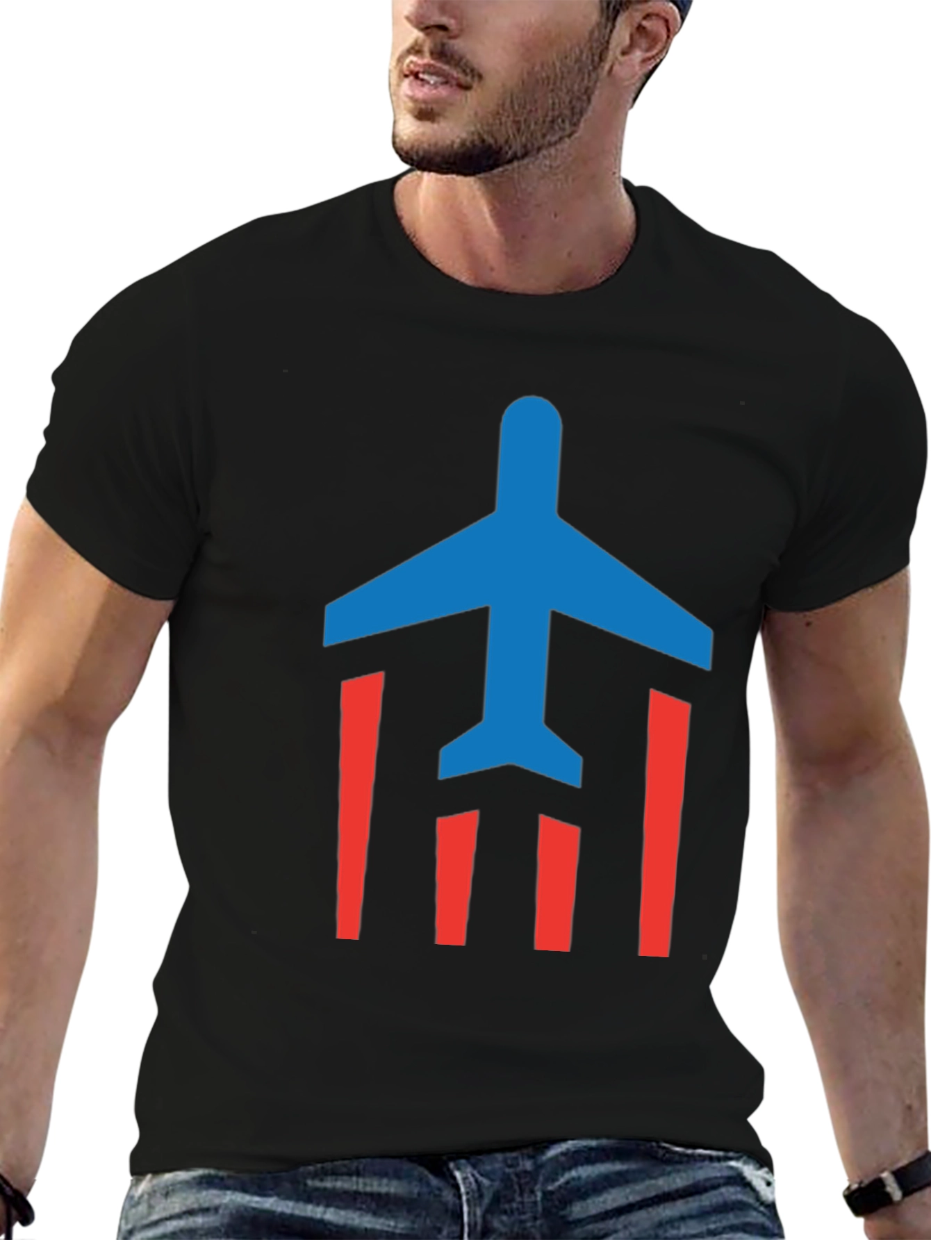 Airplane Graphic T-Shirt - Patriotic Design
