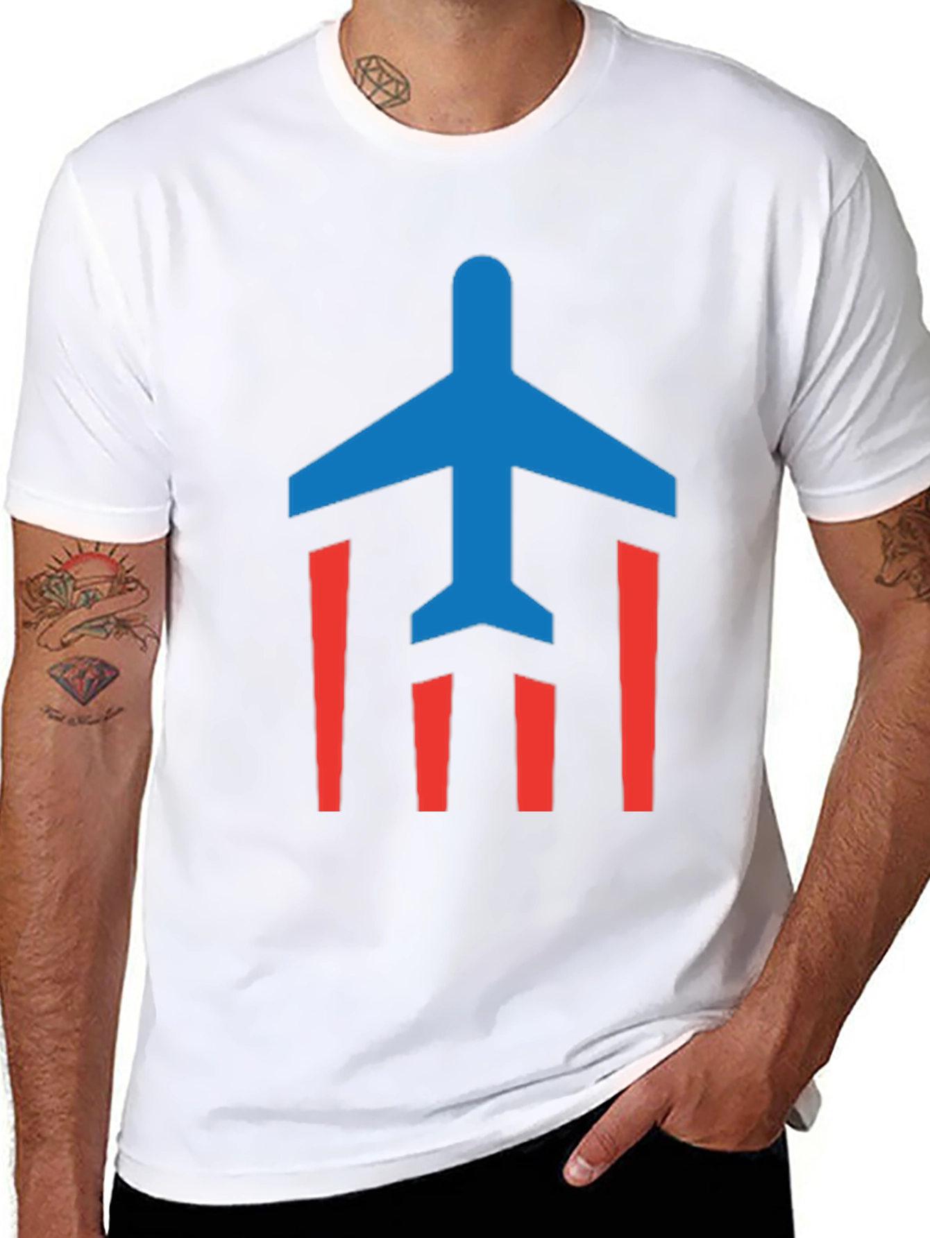 Airplane Graphic T-Shirt - Patriotic Design