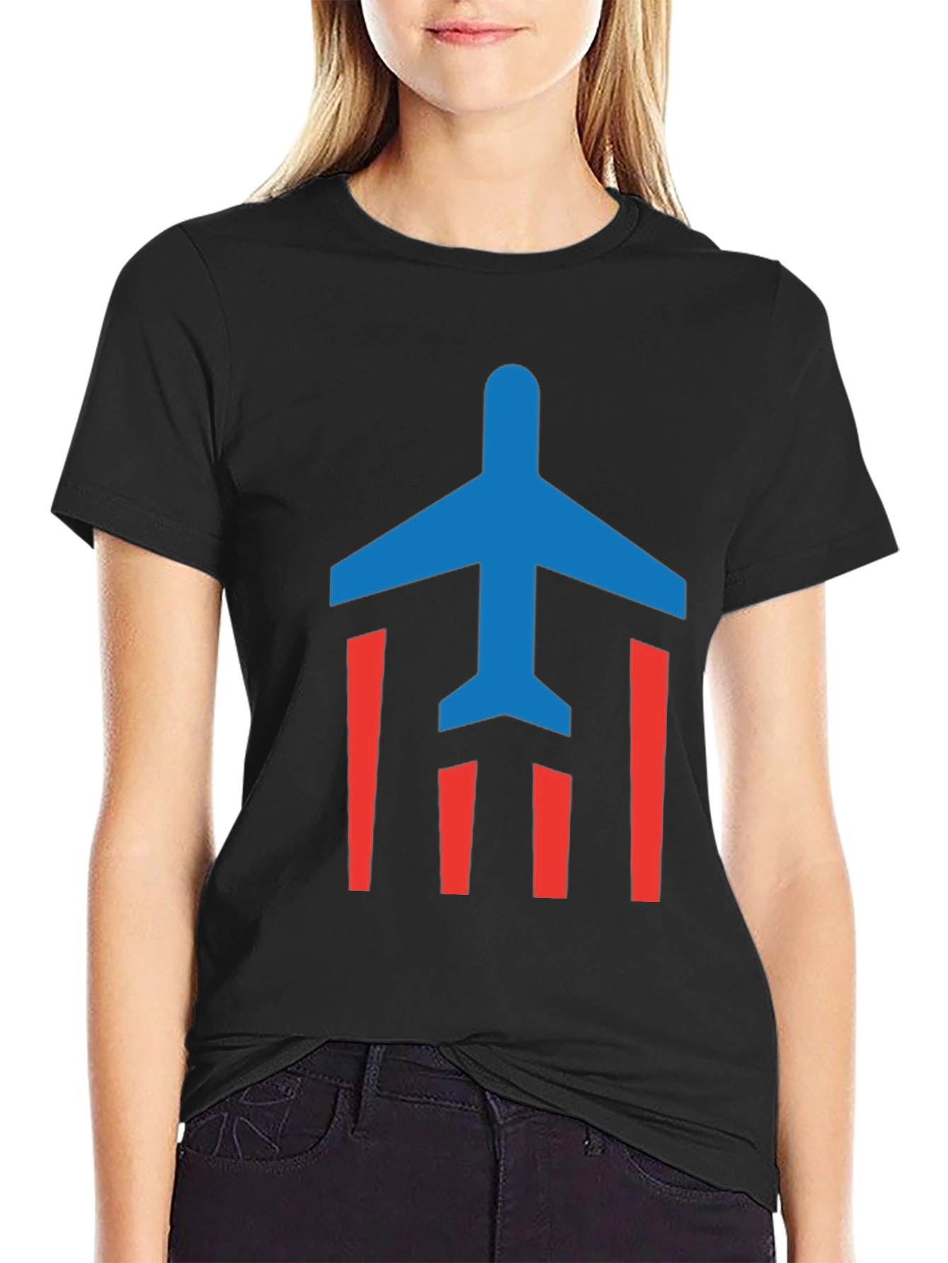 Airplane Graphic T-Shirt - Patriotic Design