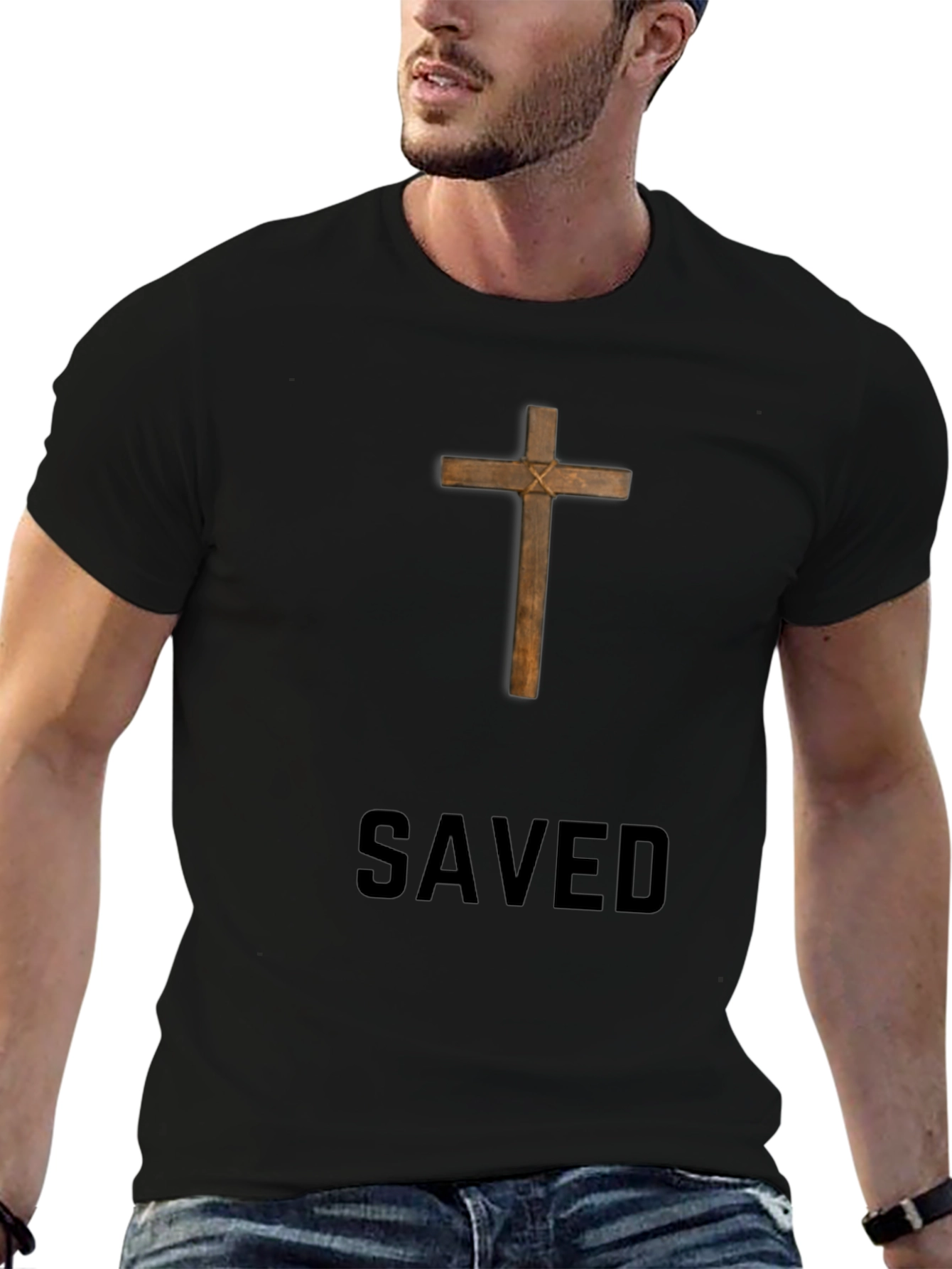 Saved Cross Graphic Tee - Religious T-Shirt