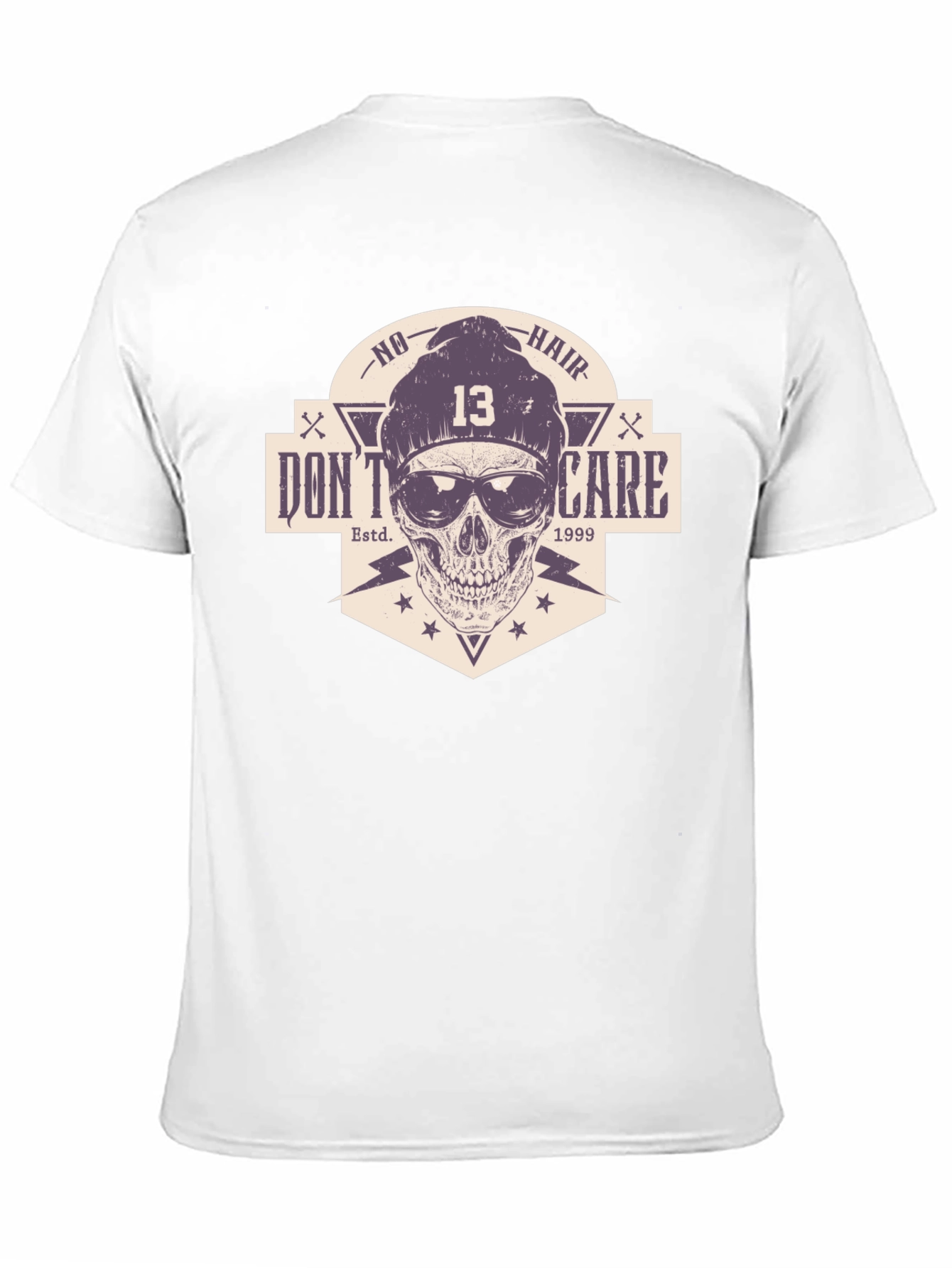 Skull Graphic Tee - No Hair Dont Care T-Shirt