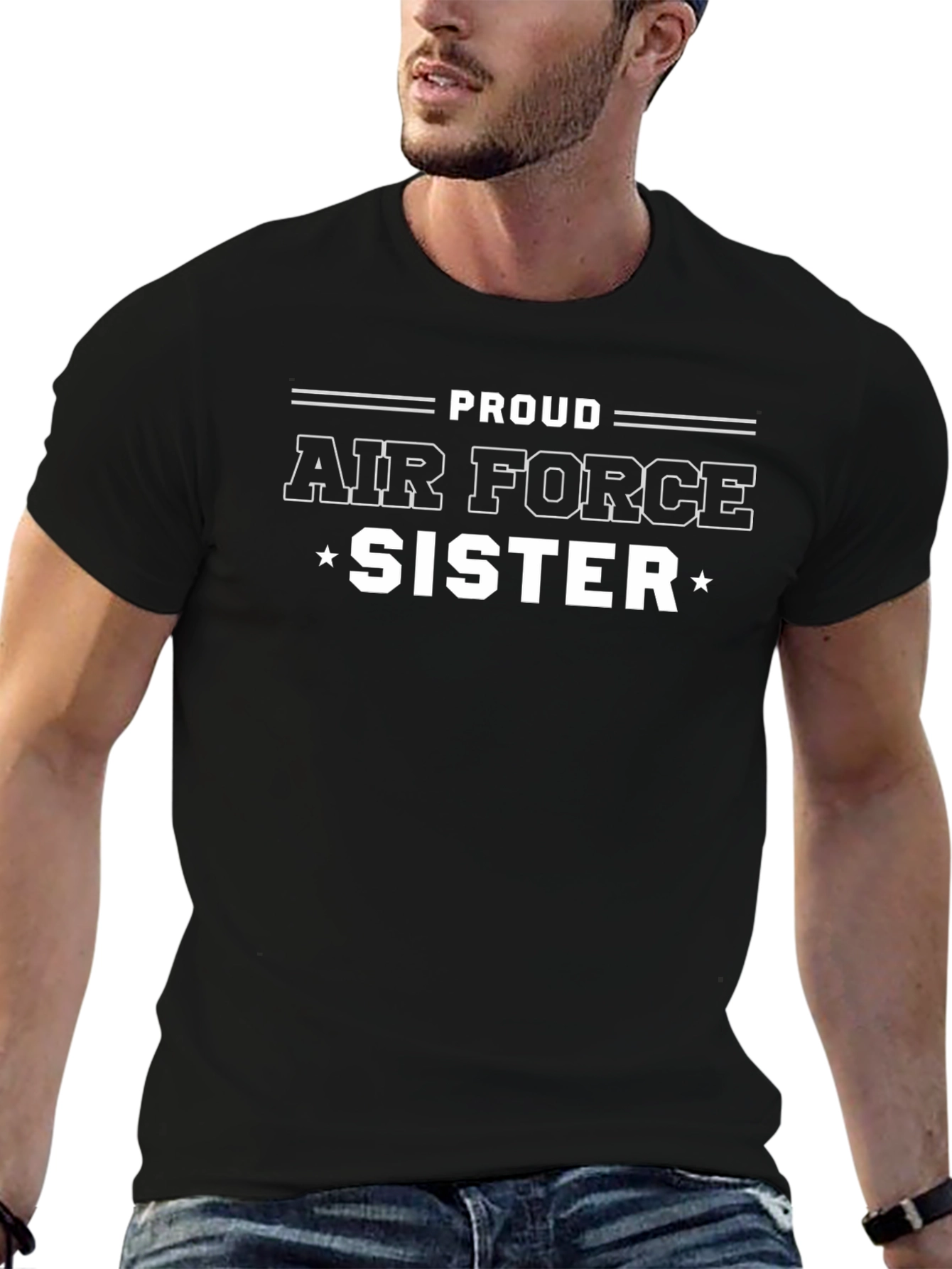 Proud Air Force Sister T-Shirt - Black