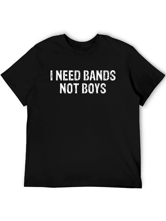 I Need Bands Not Boys Graphic Tee - Black