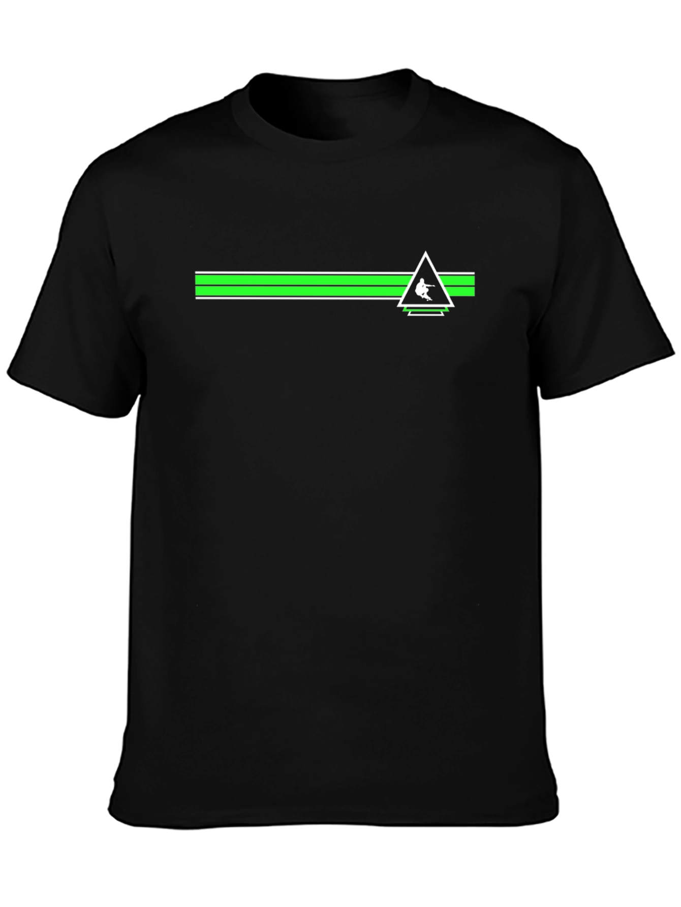 Black T-Shirt with Skiing Triangle Logo
