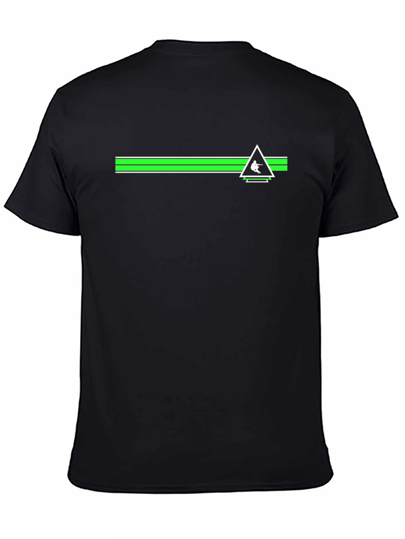 Black T-Shirt with Skiing Triangle Logo