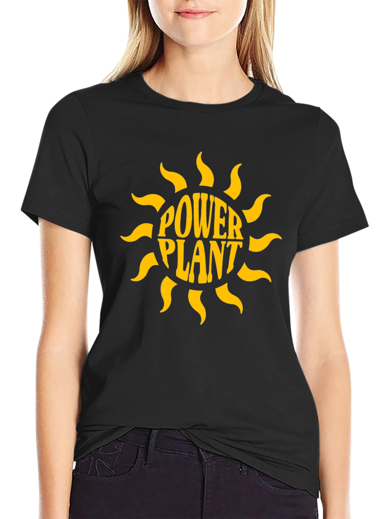 Power Plant Graphic Print Black T-Shirt