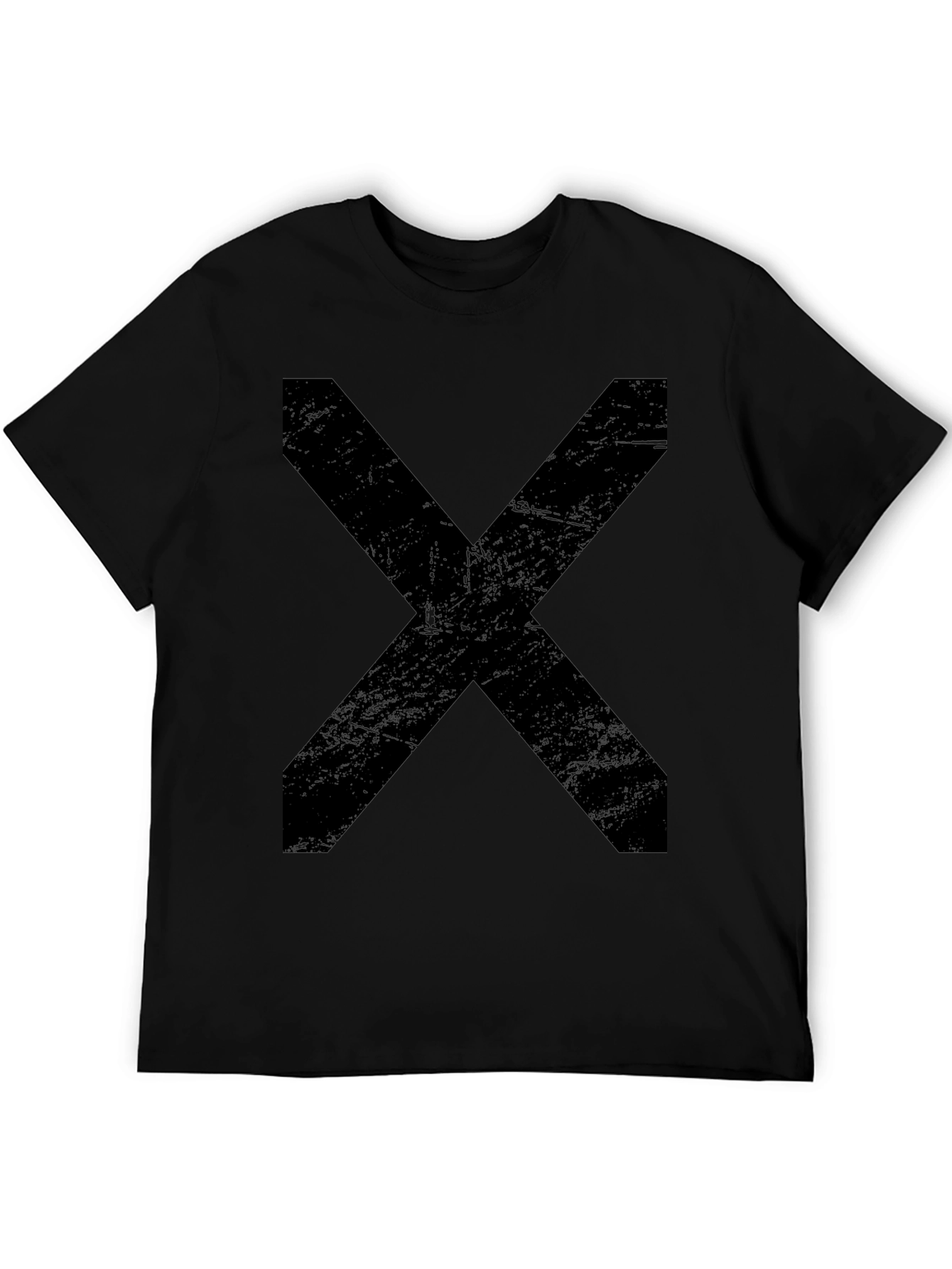 Mens Black T-Shirt with Bold X Design