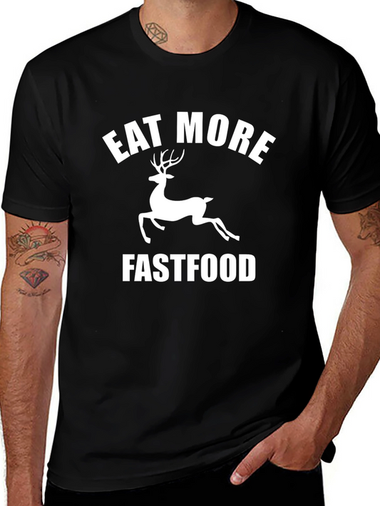 Eat More Deer Fast Food Funny Black T-Shirt