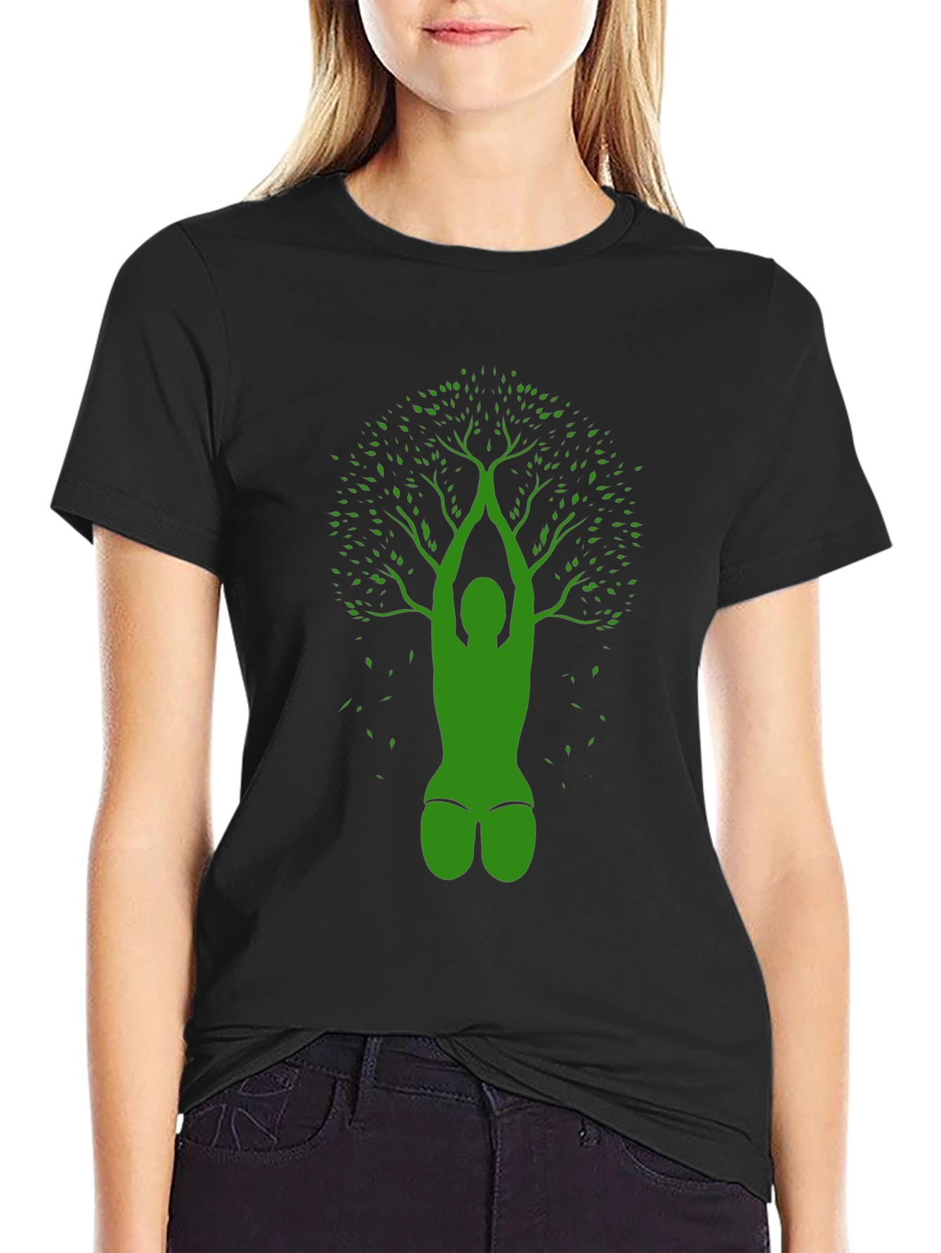 Yoga Tree Black T-Shirt - Nature Inspired Design