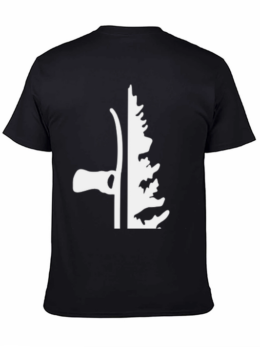 Axe and Tree Graphic T-Shirt - Black