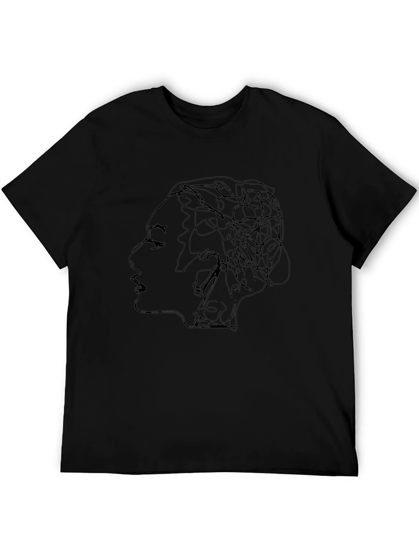 Abstract Line Art Tee - Stylish Black T-Shirt