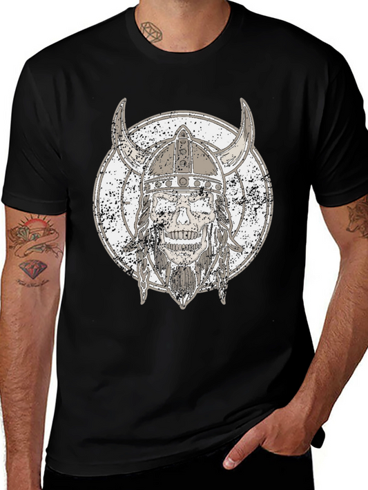 Viking Skull Graphic Tee - Black