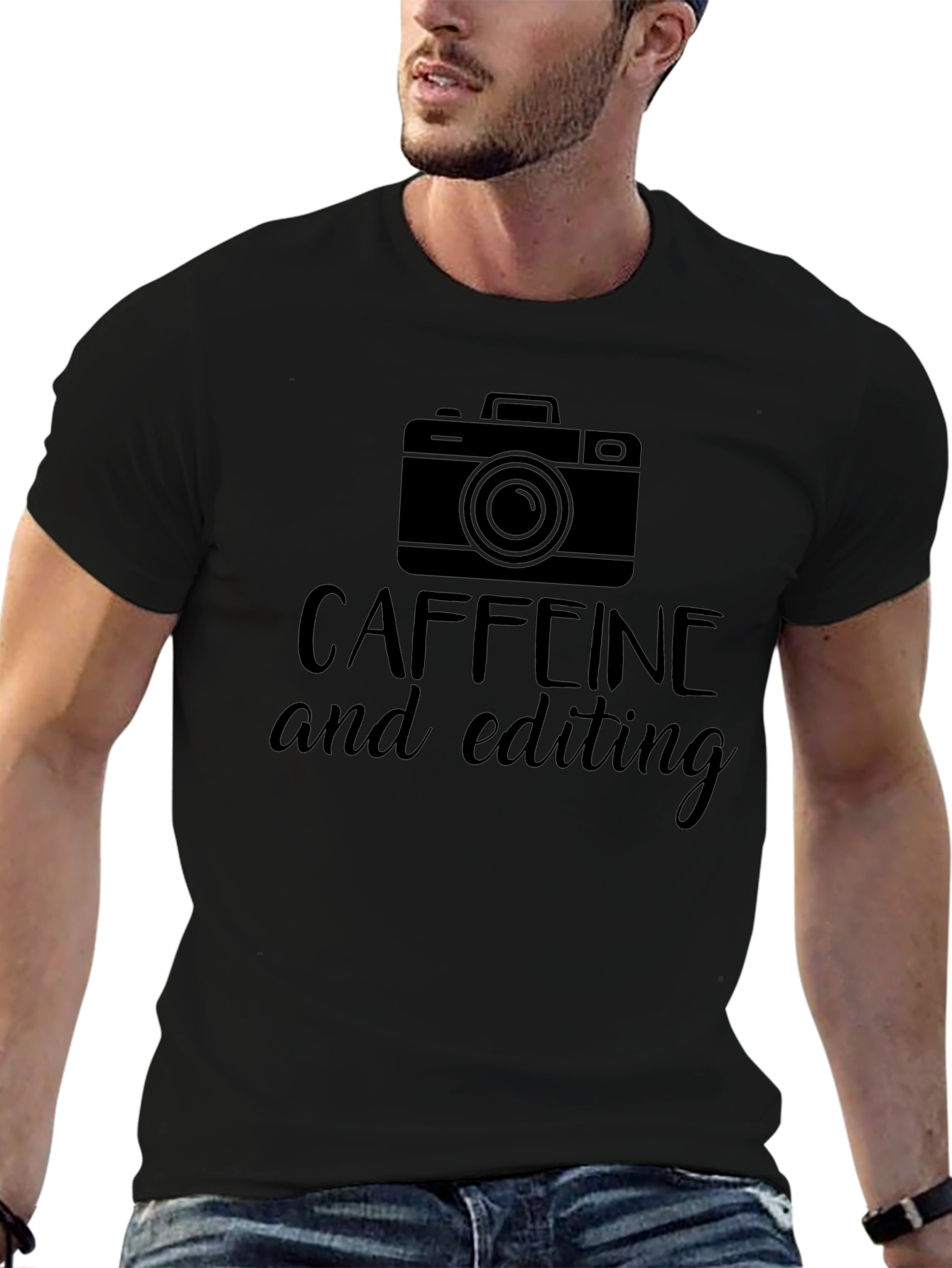 Caffeine and Editing Graphic Tee - Black