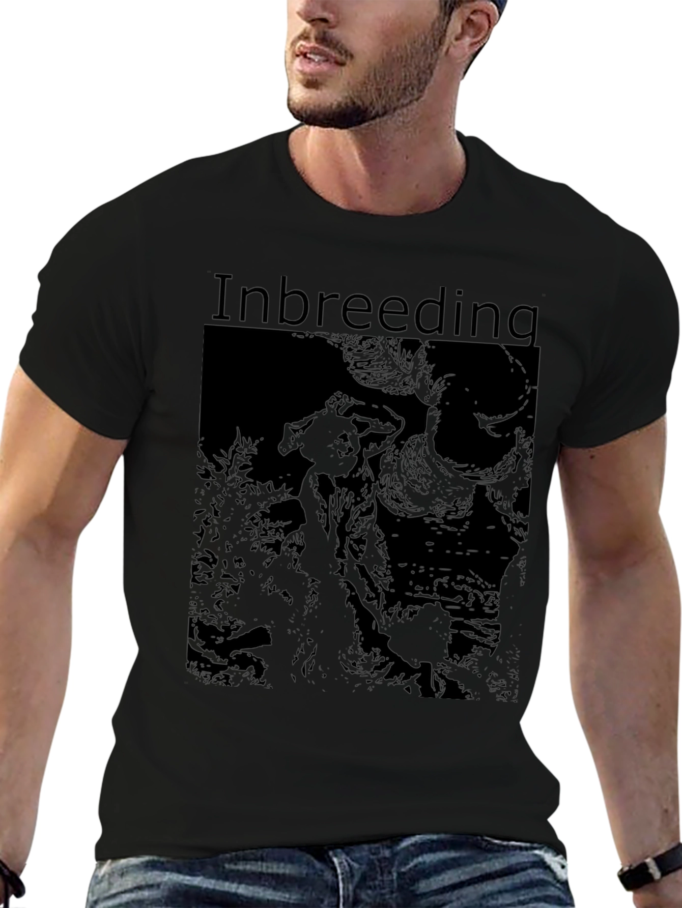 Edgy Inbreeding Graphic T-Shirt - Black