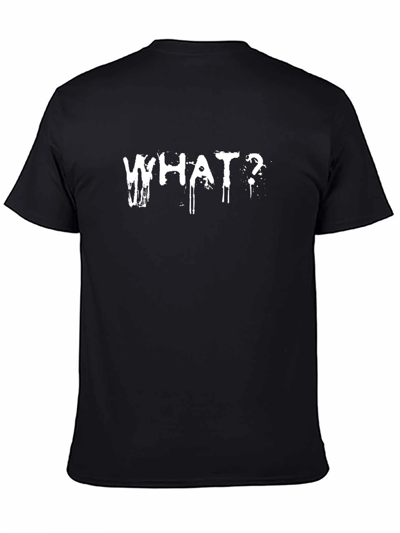 Mens Black T-Shirt - WHAT? Graphic Print
