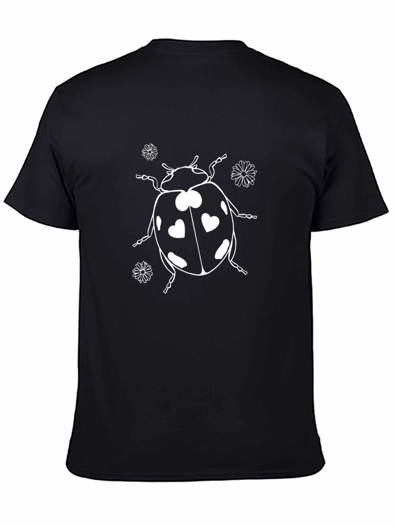 Ladybug Hearts Graphic T-Shirt - Black Cotton Tee