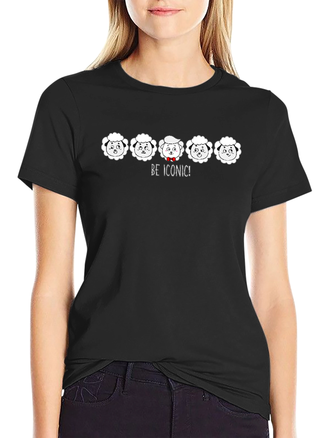Be Iconic Sheep Graphic Tee - Black