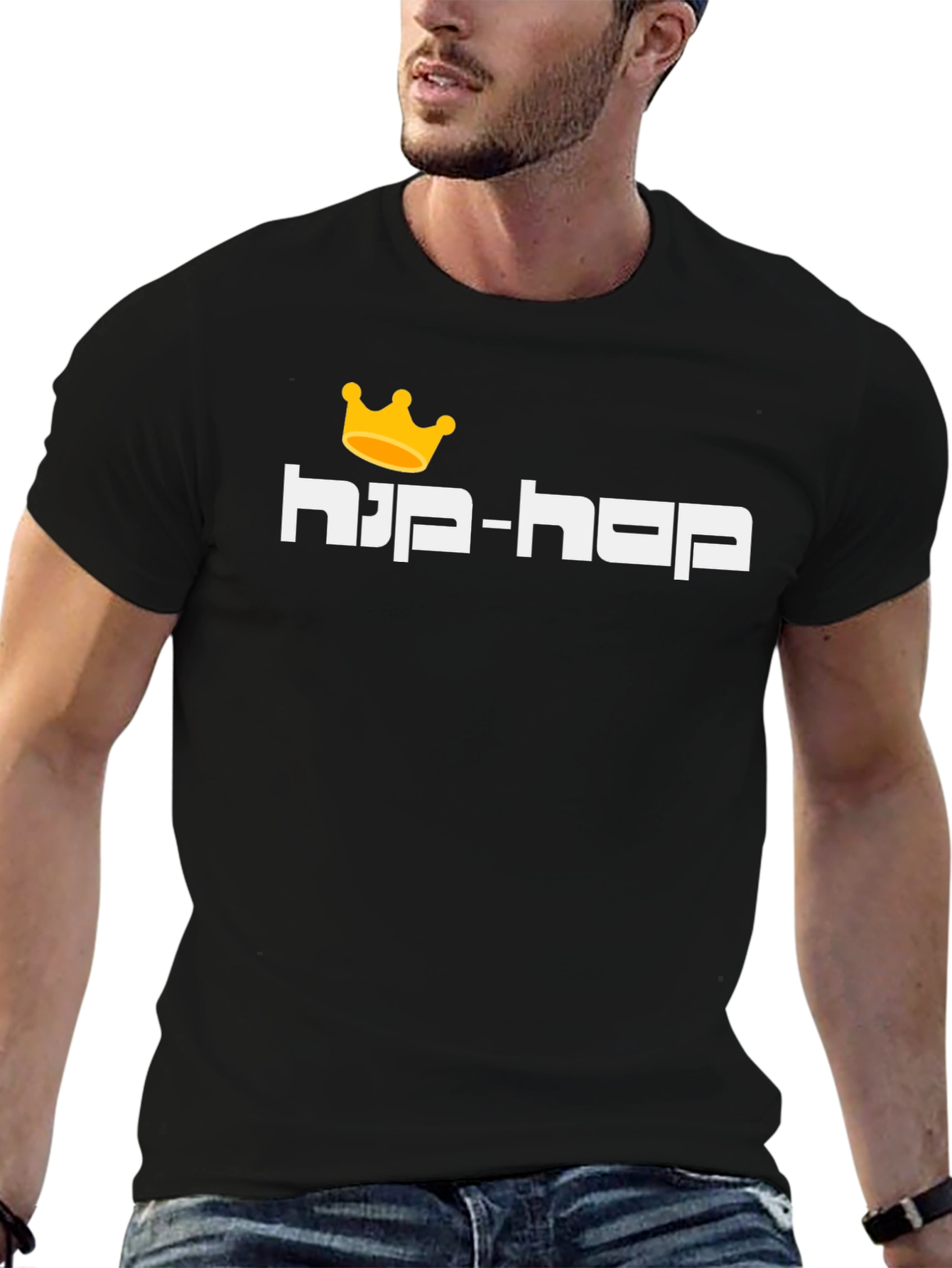 Hip-Hop King Crown Graphic T-Shirt - Black