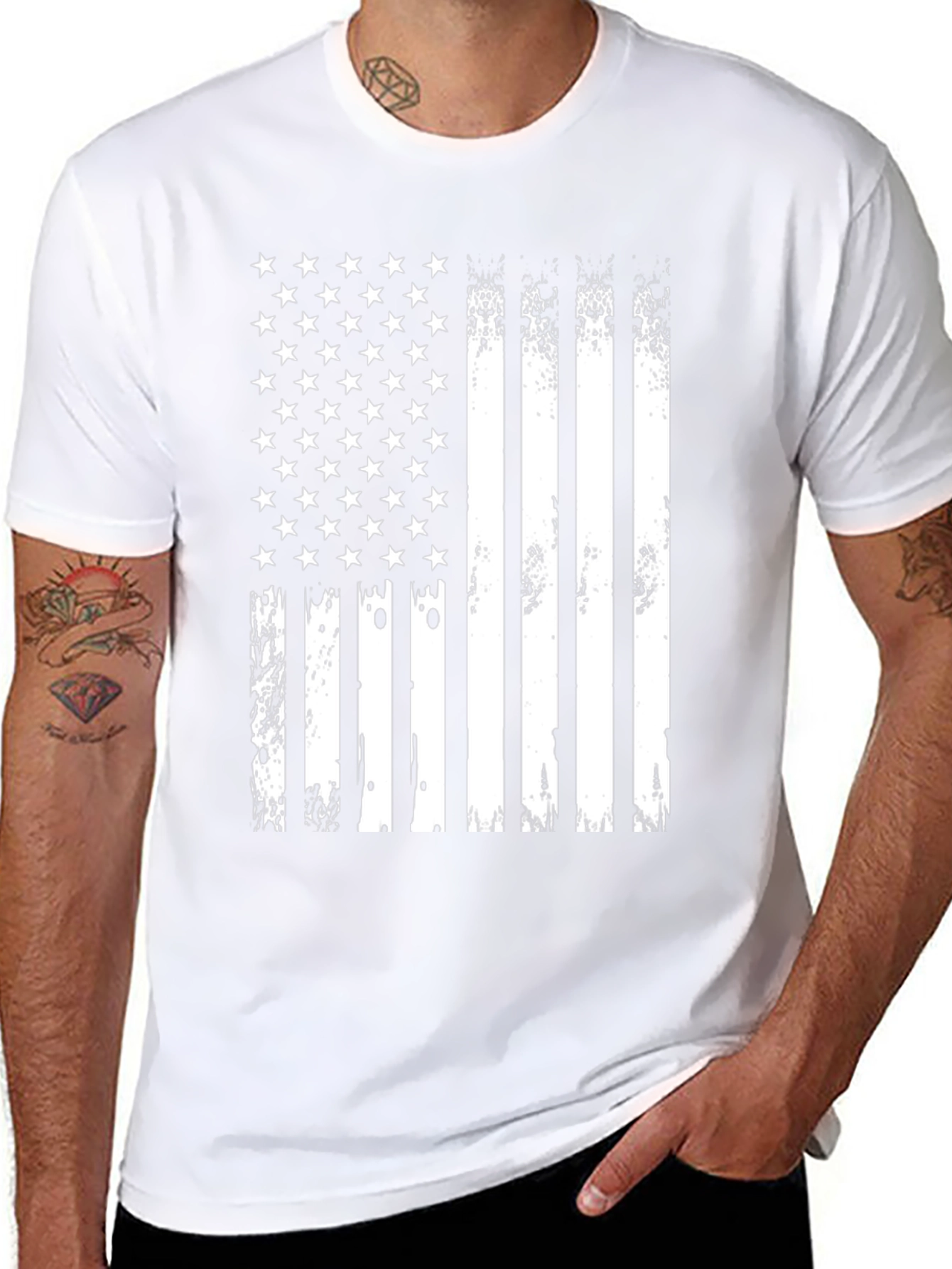 American Flag Distressed Graphic Tee - Patriotic Style