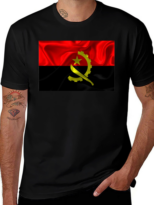 Angola Flag T-Shirt - Red & Black Graphic Tee