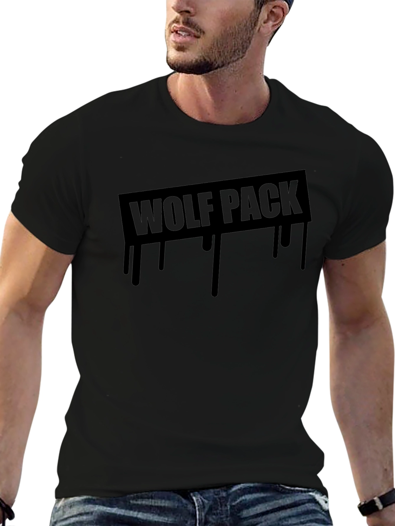 Wolf Pack Graphic Tee - Cool Black T-Shirt