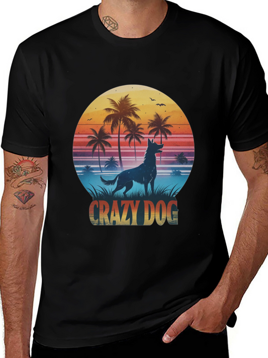 Crazy Dog T-Shirt - Tropical Beach Design