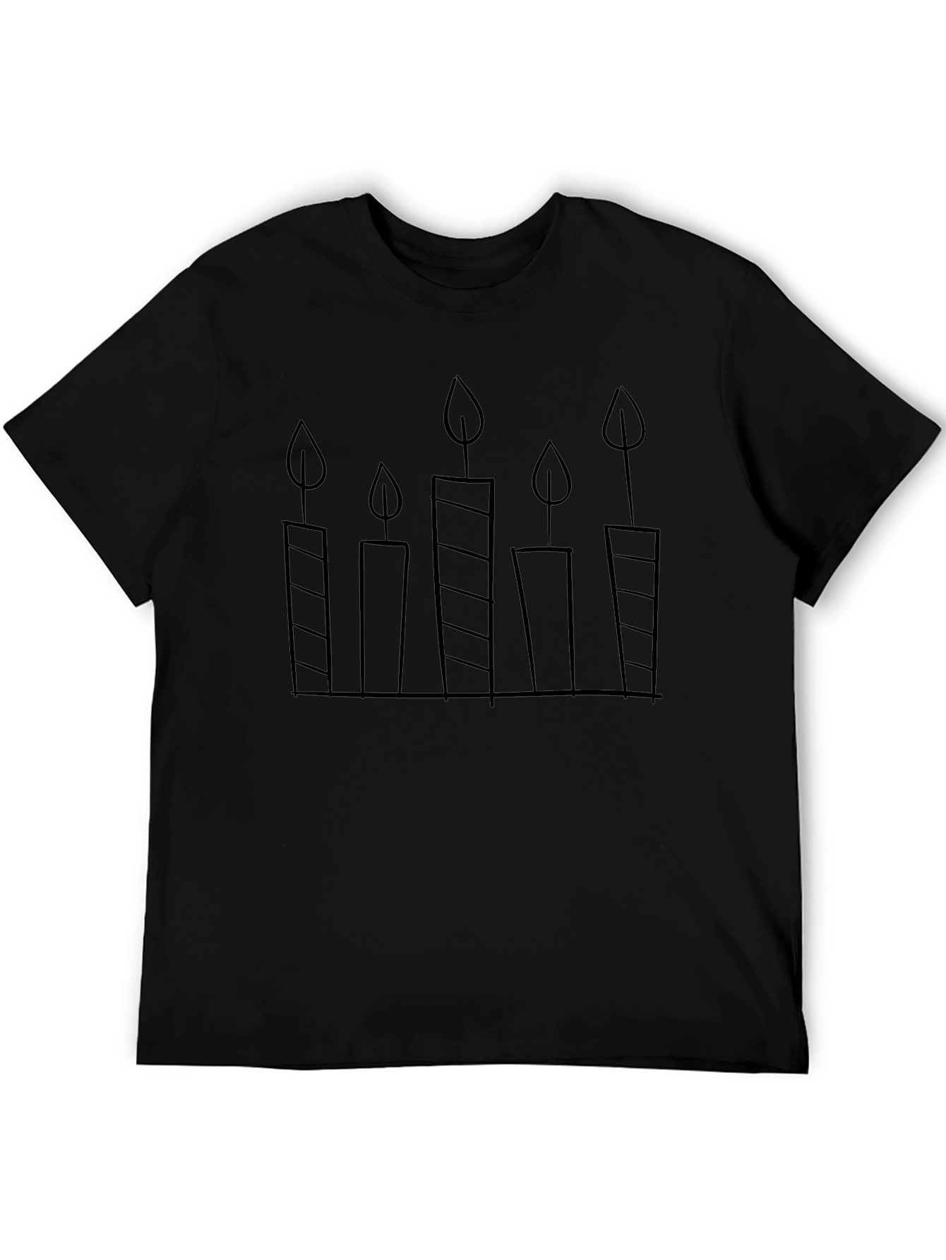 Black T-Shirt with Candle Line Art