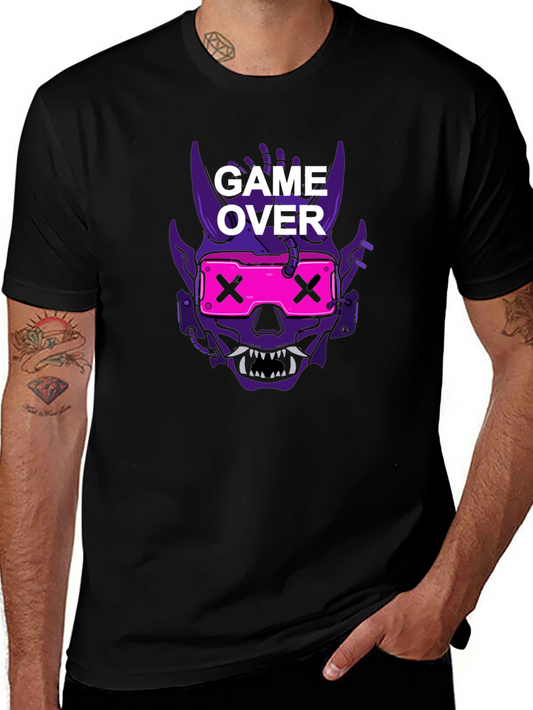 Game Over Oni Skull Cyberpunk T-Shirt