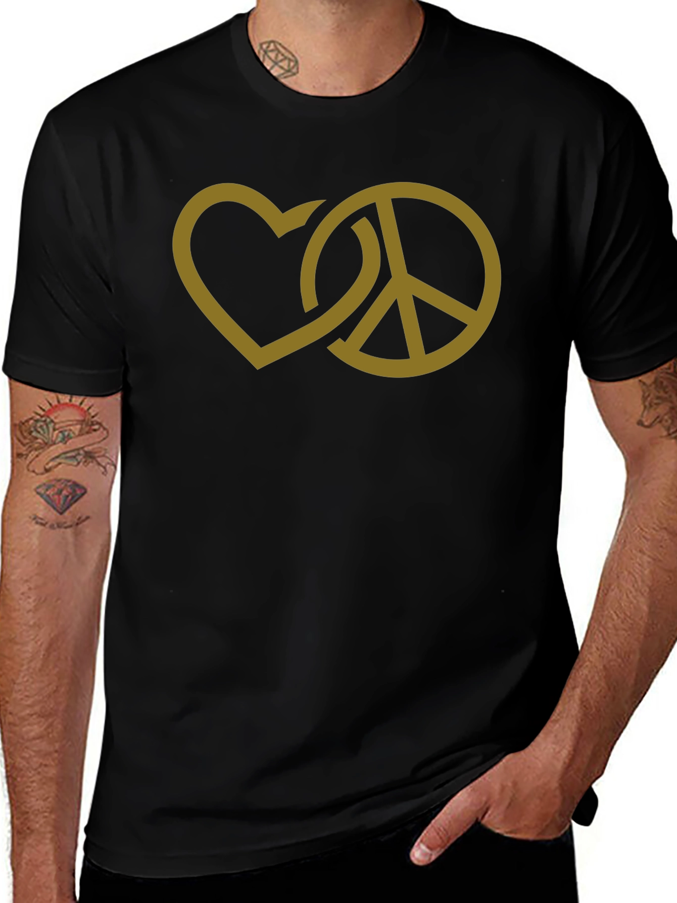 Peace and Love Graphic T-Shirt - Black
