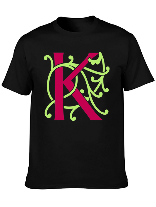Initial K Floral Design T-Shirt