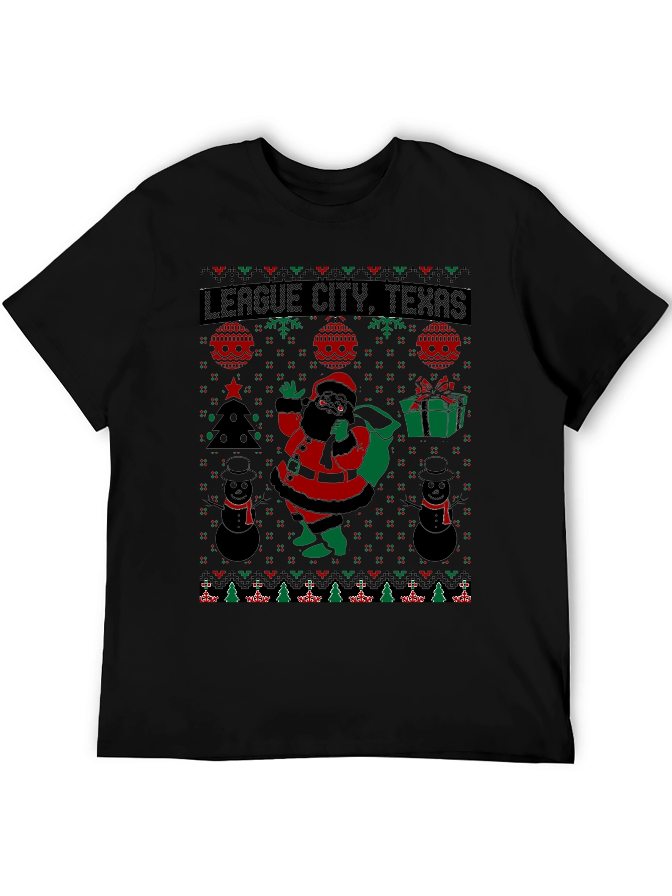 League City Texas Ugly Christmas Santa T-Shirt